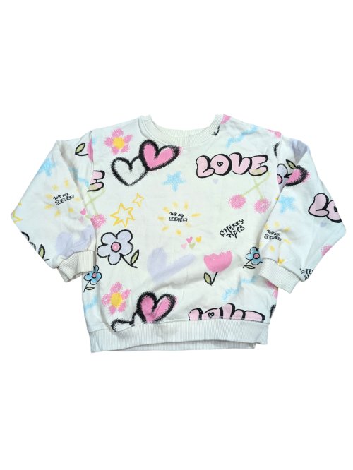 Bílá mikina s obrázky pro holky secondhand Zara