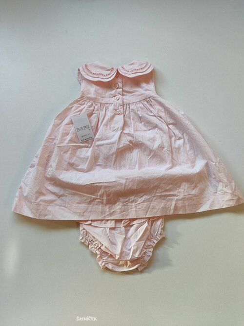 Růžové šaty s čepičkou kr. rukáv outlet