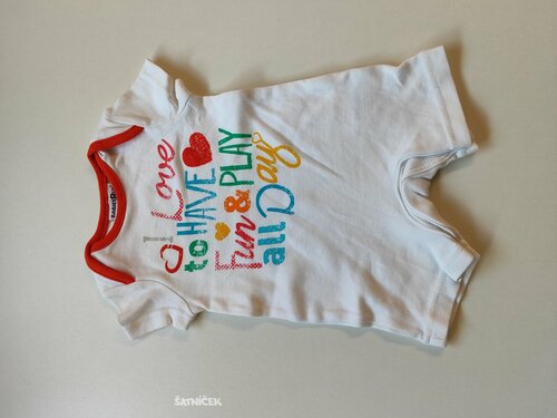 Overal pro kluky bílý krátký s nápisem secondhand