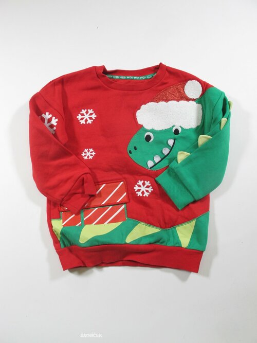 Červená mikina s vánočním motivem second hand