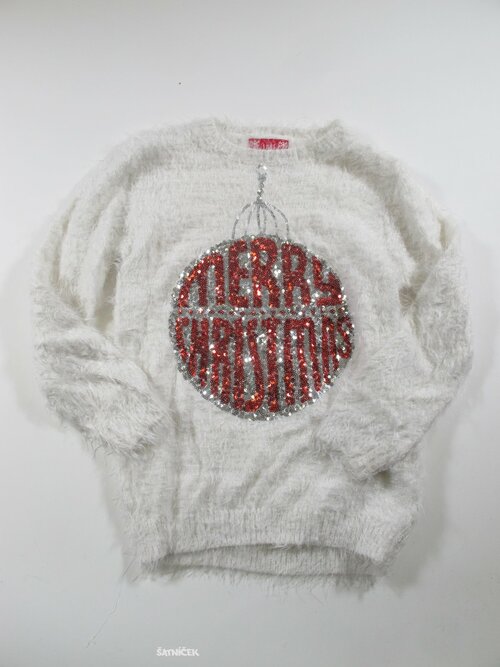 Bílý chlupatý svetr second hand