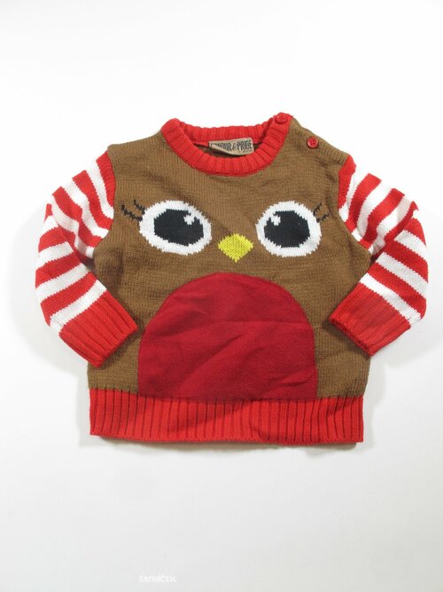Hnědý svetr se sovičkou second hand