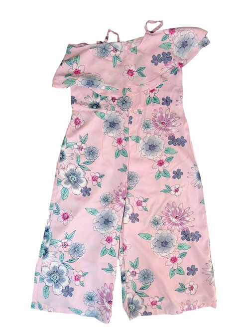 Růžový overal s kytičkami na ramínkách pro holky George