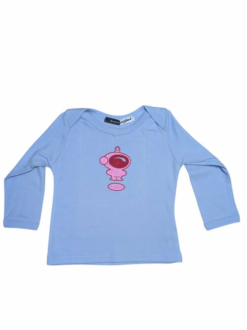 Modré tričko s obrázkem a dlouhým rukávem secondhand Brand