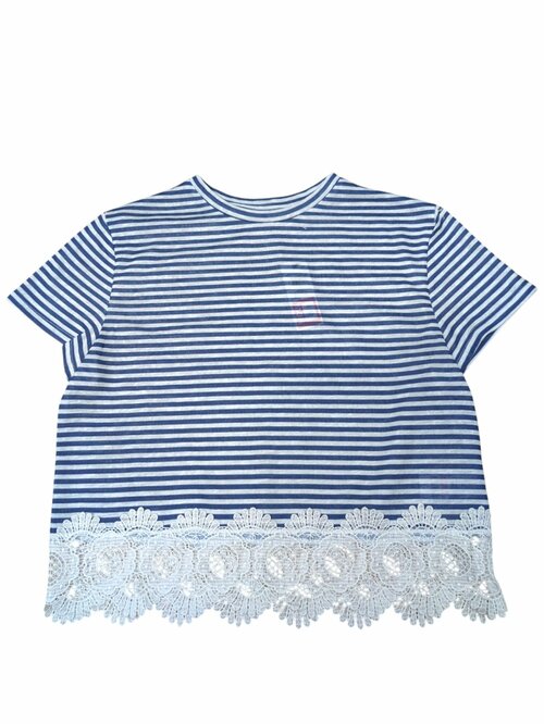 Modro bílé tričko s pruhy a krajkou pro holky outlet M&CO