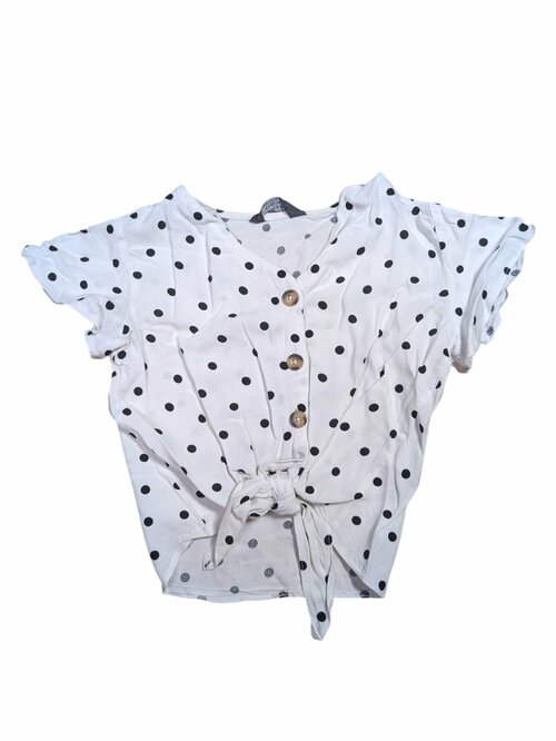 Bílý crop top s černými puntíky pro holky secondhand Primark