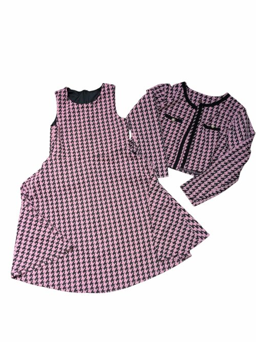 Set šaty a sako růžové se vzorem pro holky secondhand 