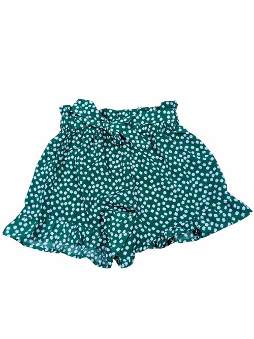 Zelené kraťasy kytkované s mašličkou pro holky secondhand Shein