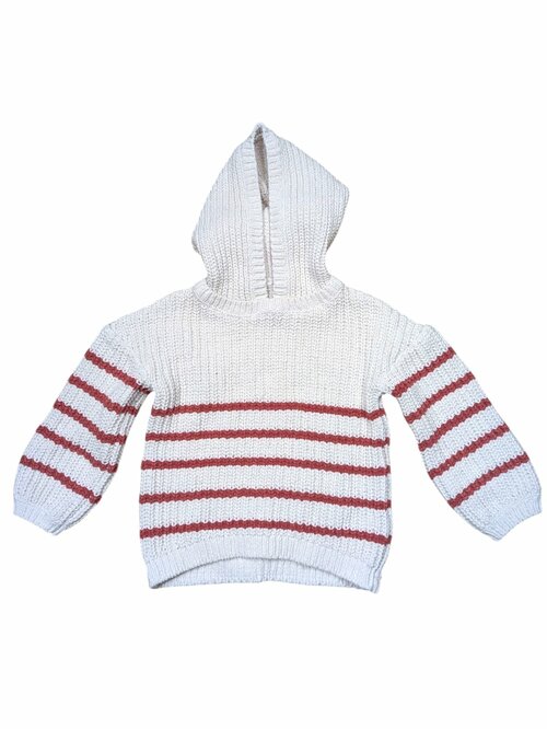 Světlý pruhovaný svetr s kapucí pro holky secondhand F&F