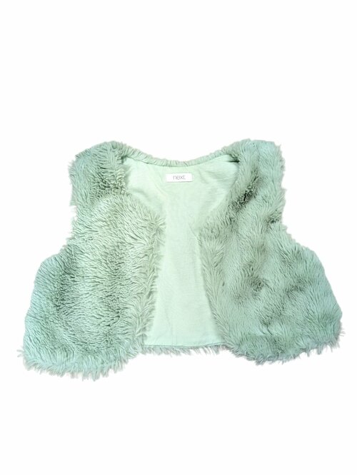 Zelená chlupatá vestička pro holky secondhand Next