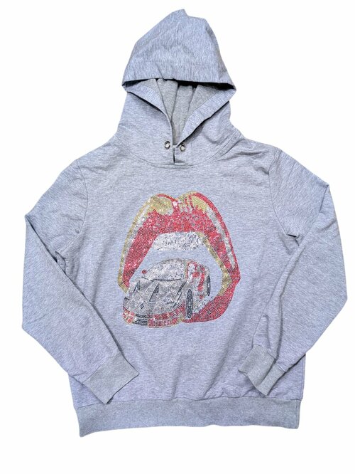 Šedá mikina se třpytivým obrázkem pro holky secondhand