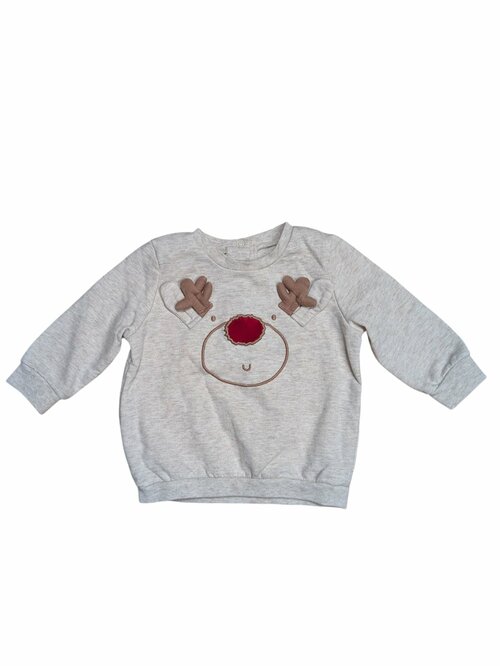 Světlá žíhaná mikina se sobem pro kluky secondhand Matalan