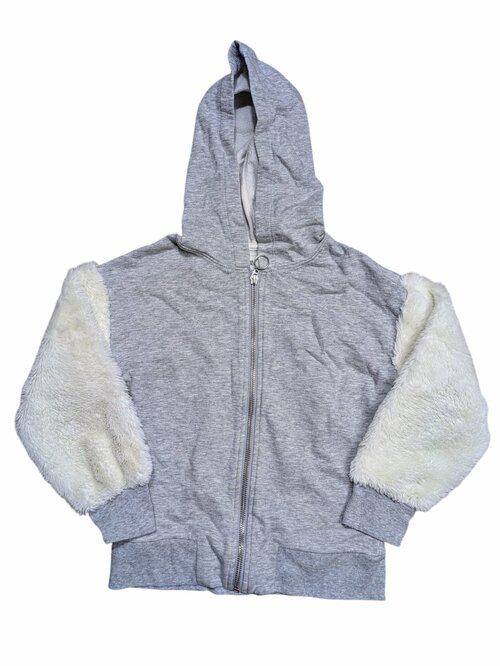 Šedá mikina s chlupatým rukávem pro holky secondhand River Island