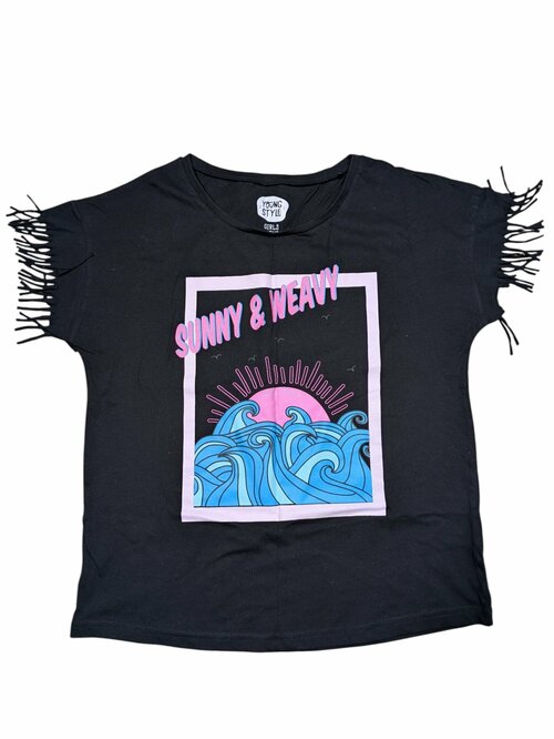 Černé triko s obrázkem pro holky secondhand Young Style