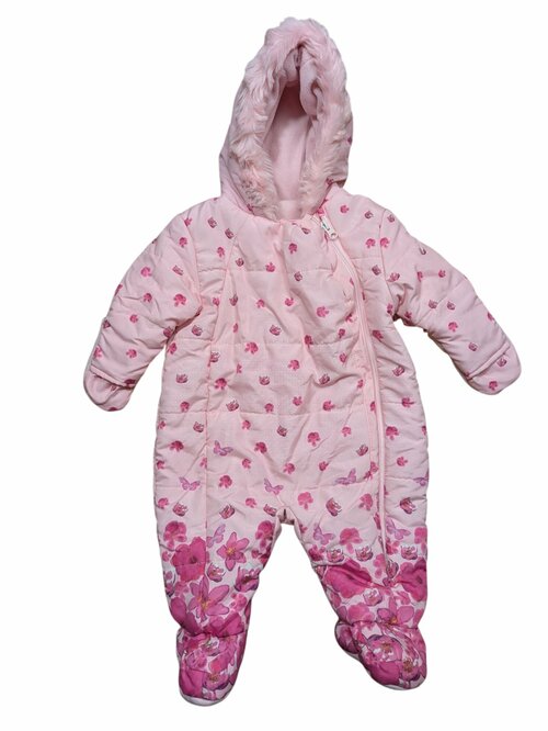 Světle růžové zimní dupačky s kytičkami pro holky secondhand Nutmeg