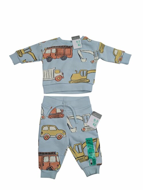 Světle modrá tepláková souprava pro kluky s autíčky outlet