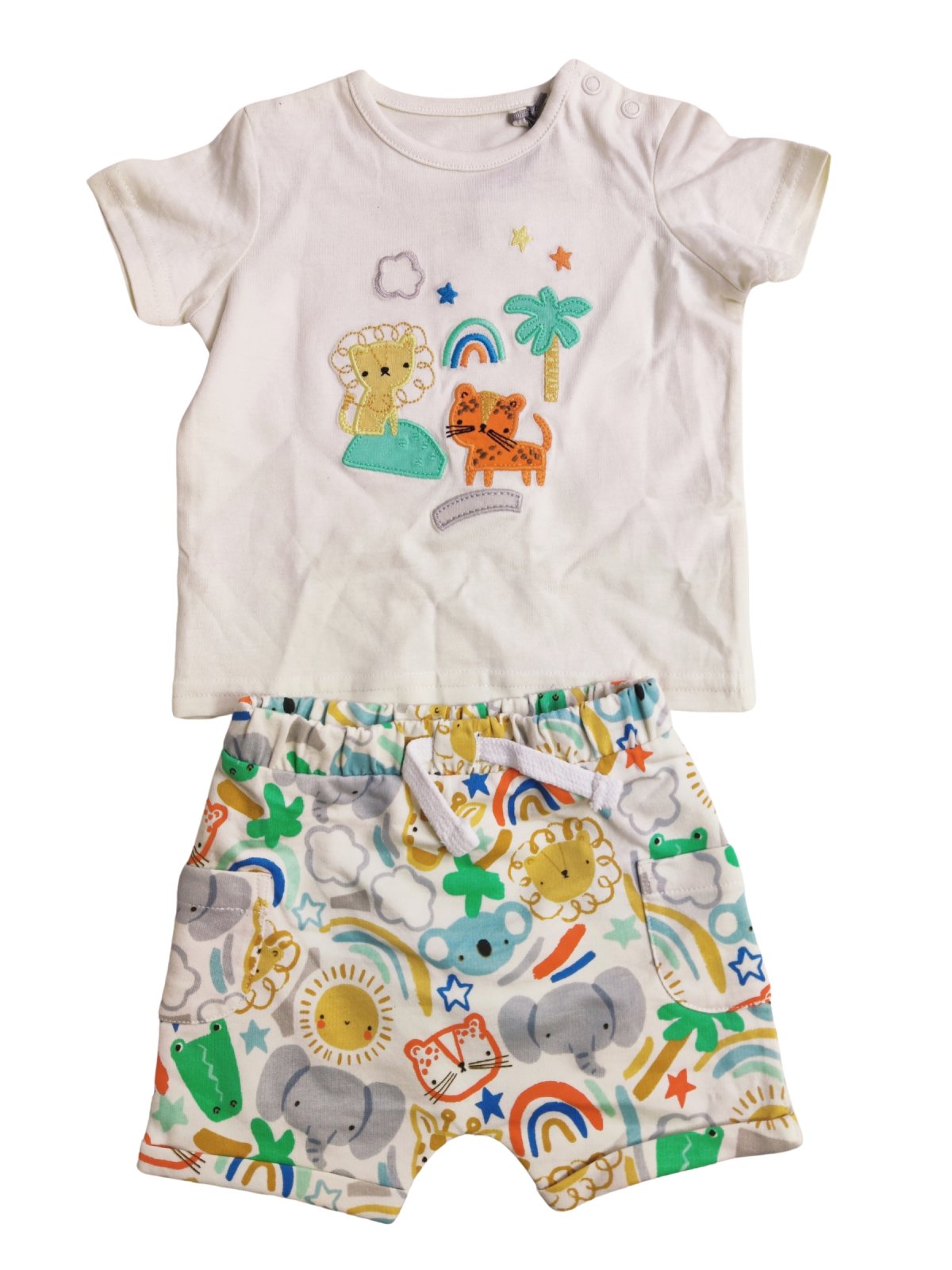Komplet žlutý se zvířátky kraťasy a triko pro kluky outlet