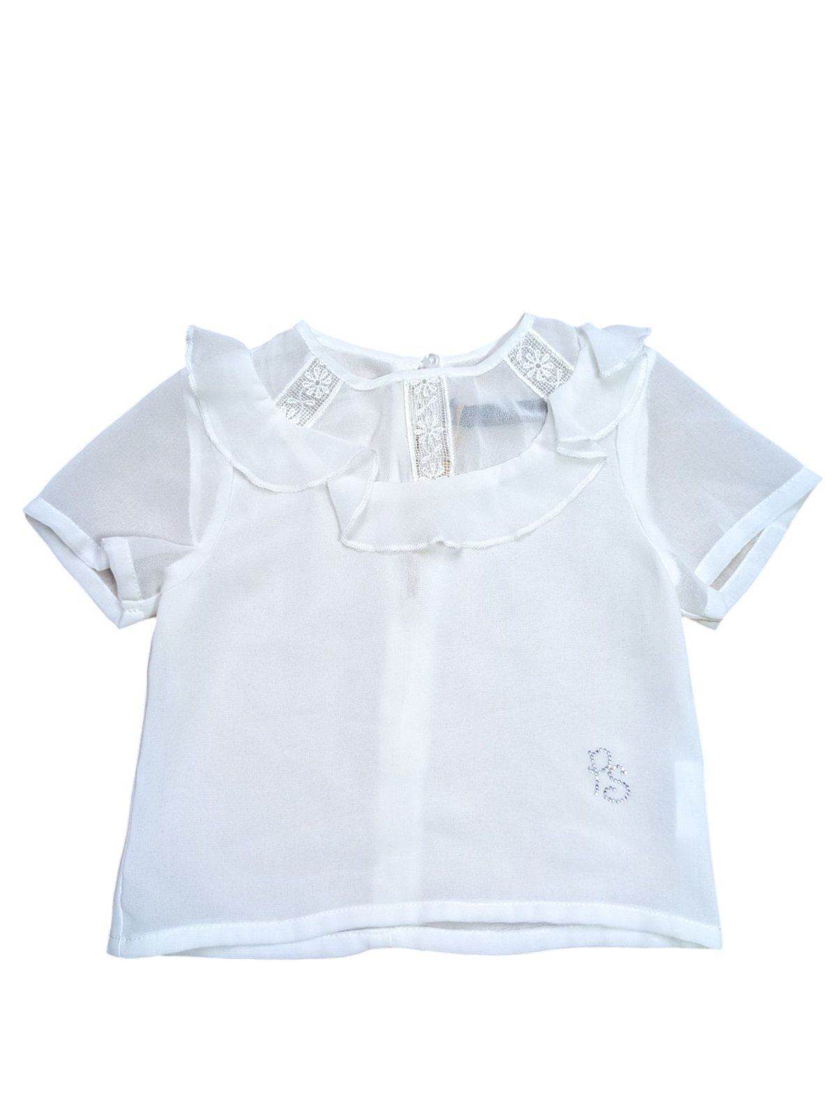 Bílá halenka s krátkým rukávem s volánky outlet