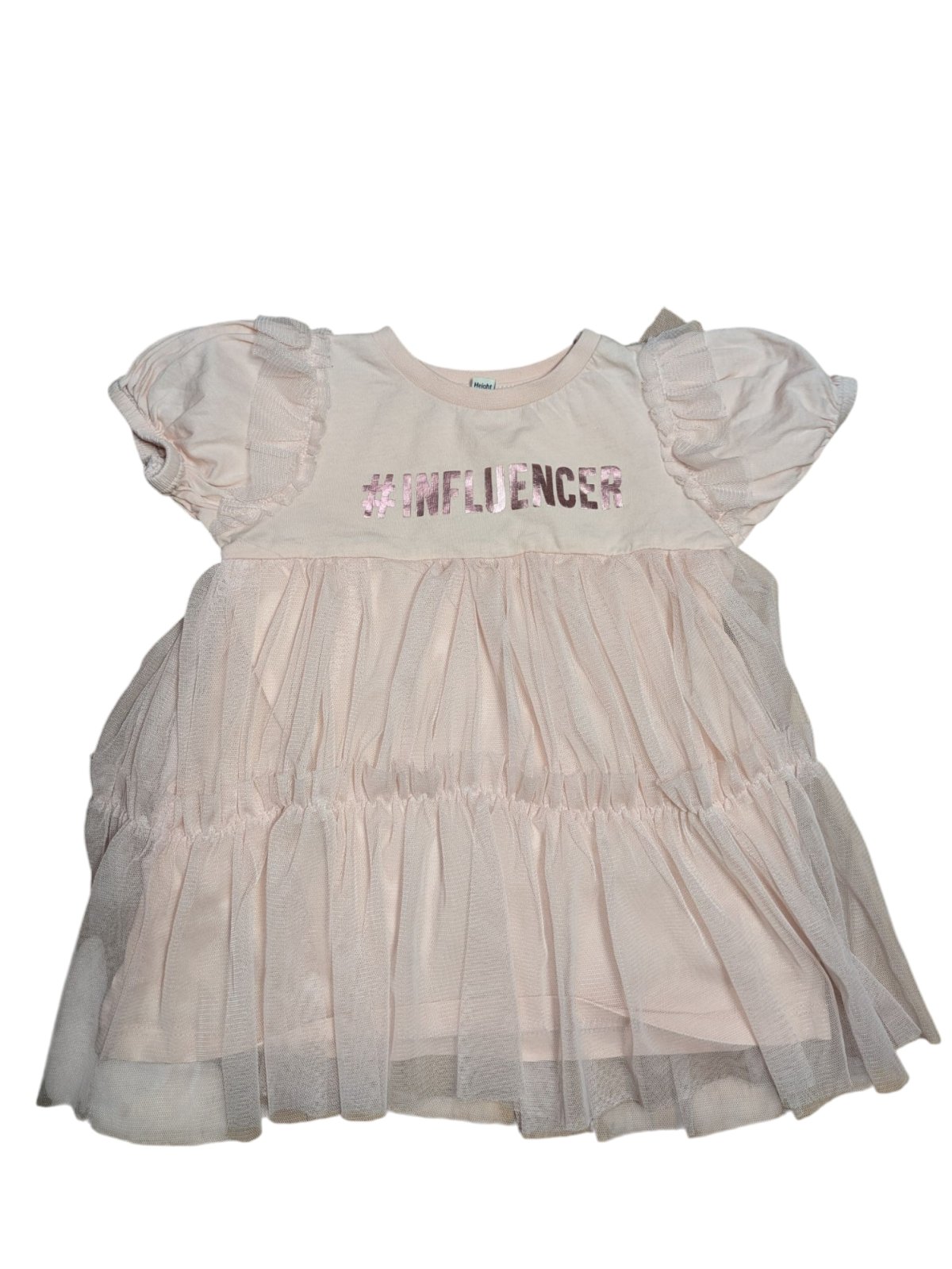 Růžové šaty s vrstvenou sukní secondhand