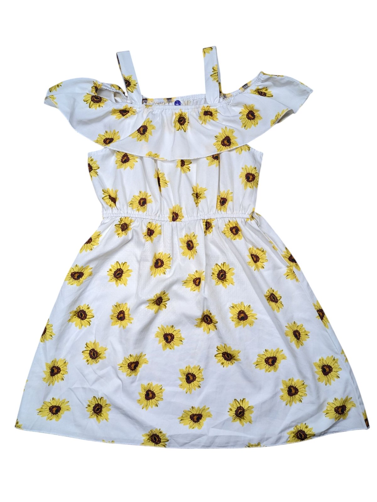 Letní bílé šaty se slunečnicemi secondhand