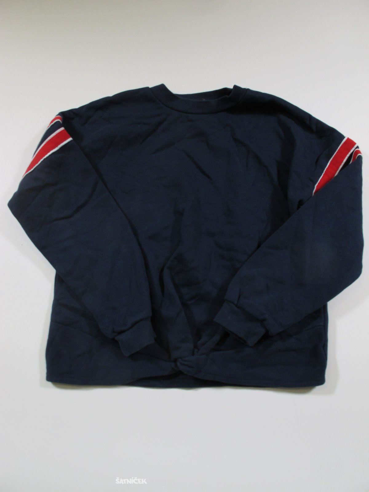 Modrá mikina s pruhy  crop secondhand