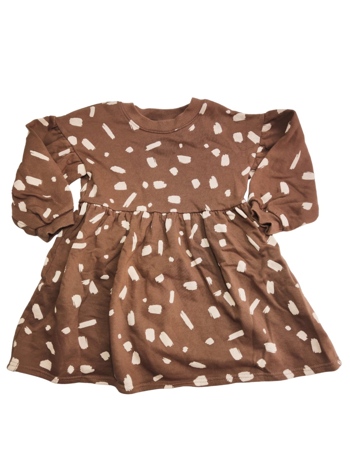 Jarní hnědé mikinové šaty se vzorem pro holky secondhand Next