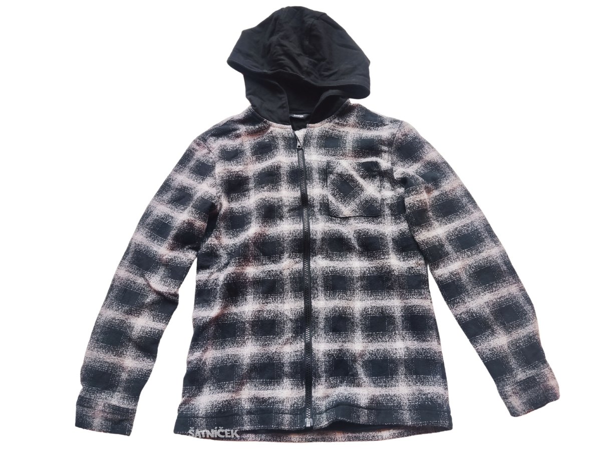 Mikina s kapucí pro kluky bílo-černá se zipem secondhand