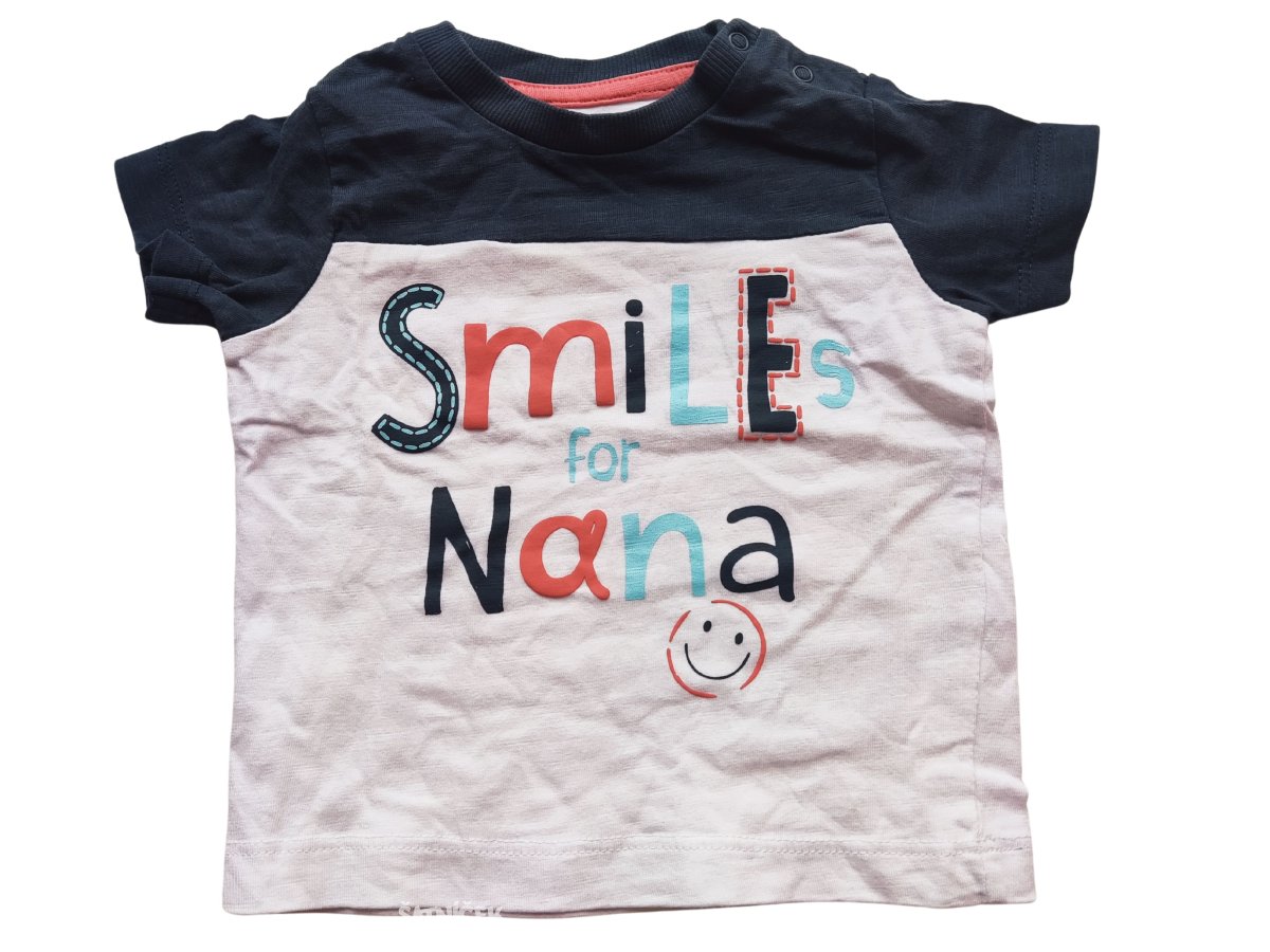 Triko krátké černo-bílé pro kluky s nápisem secondhand