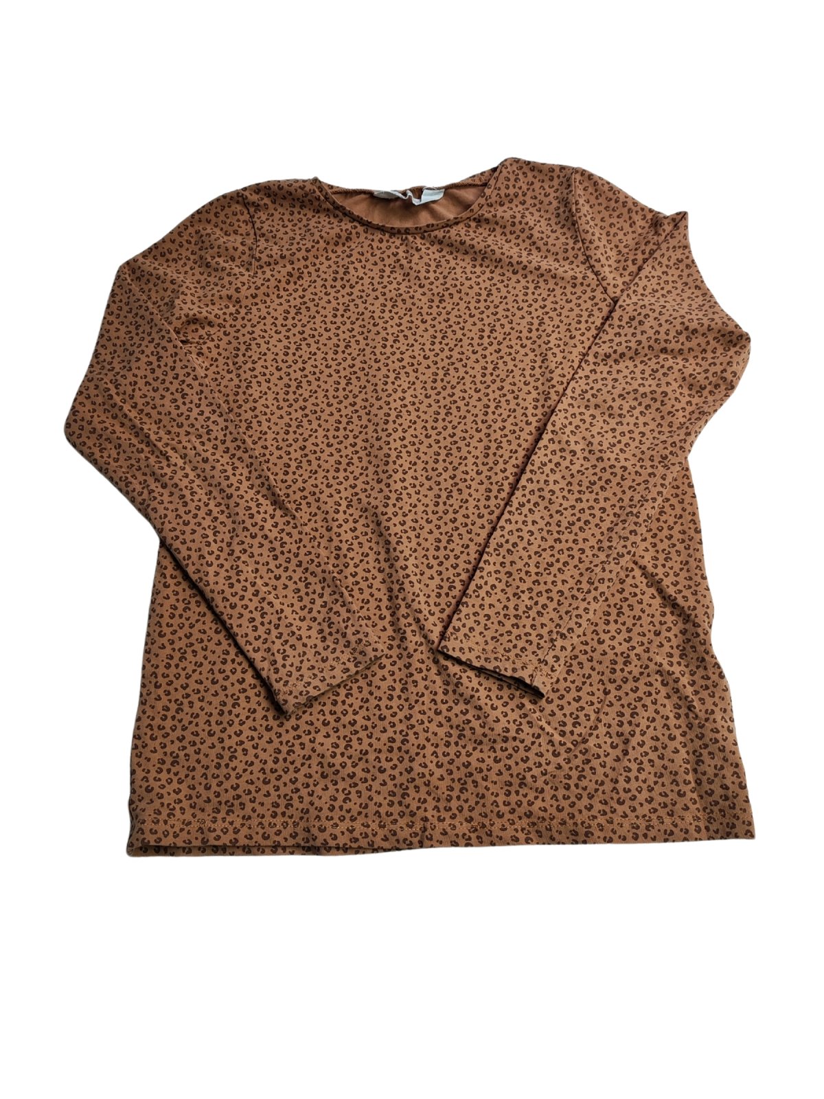 Hnědé triko se vzorem pro holky dlouhý rukáv secondhand H&M