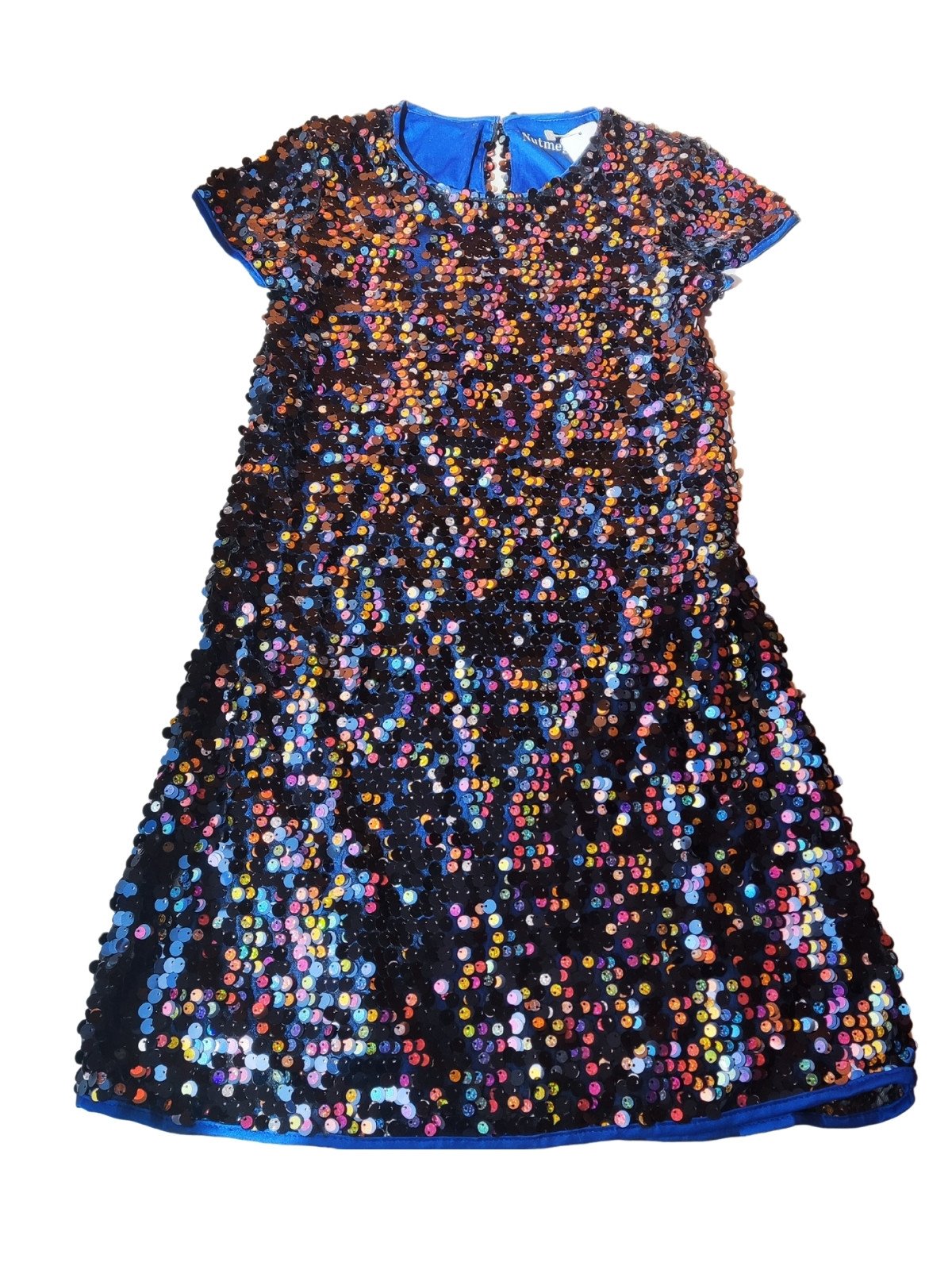 Třpytivé šaty s modrým podšitím outlet Nutmeg