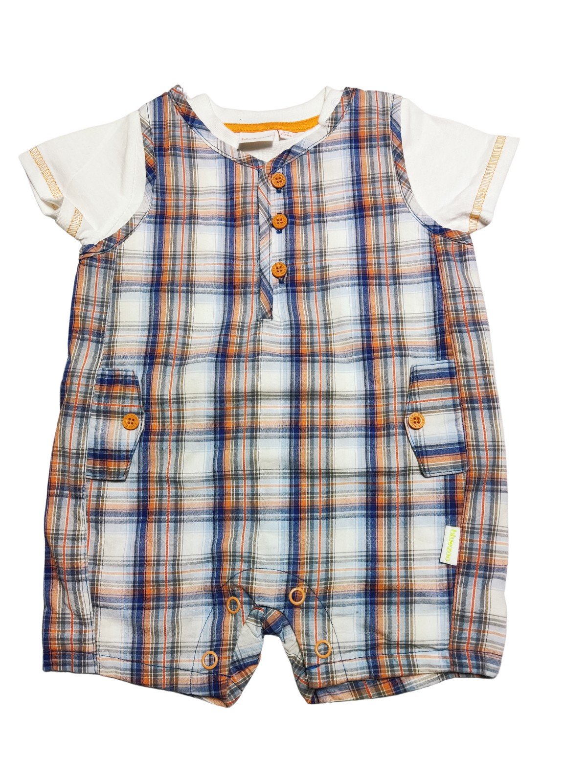 Komplet kostkovaný overal a triko pro kluky secondhand bluezoo