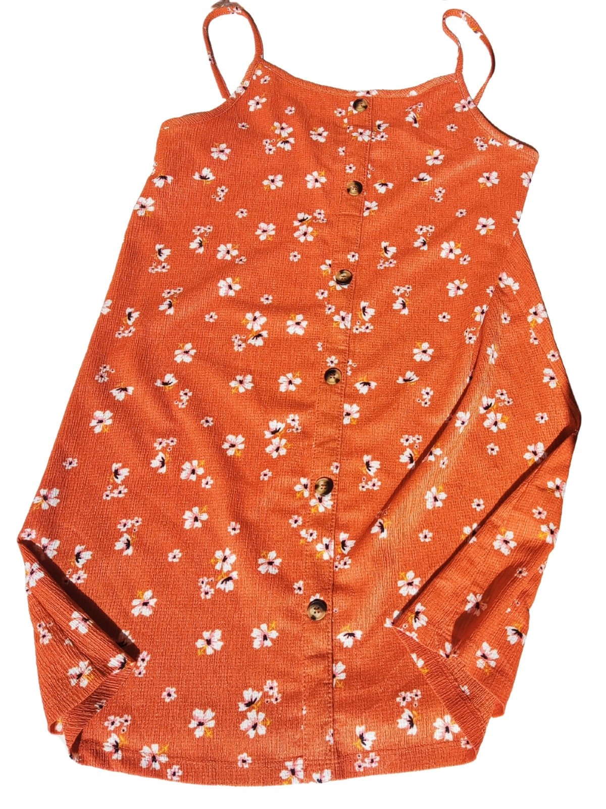 Oranžové šaty s kytičkami na ramínkách secondhand Primark