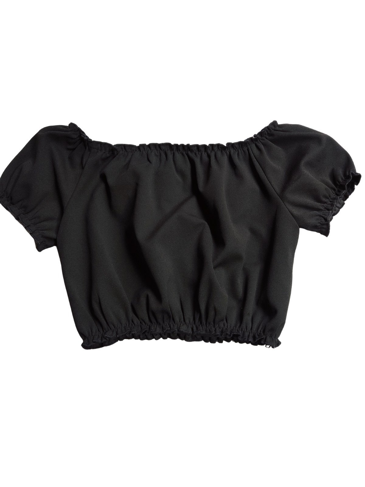 Černý crop top s balónovým rukávem secondhand New Look