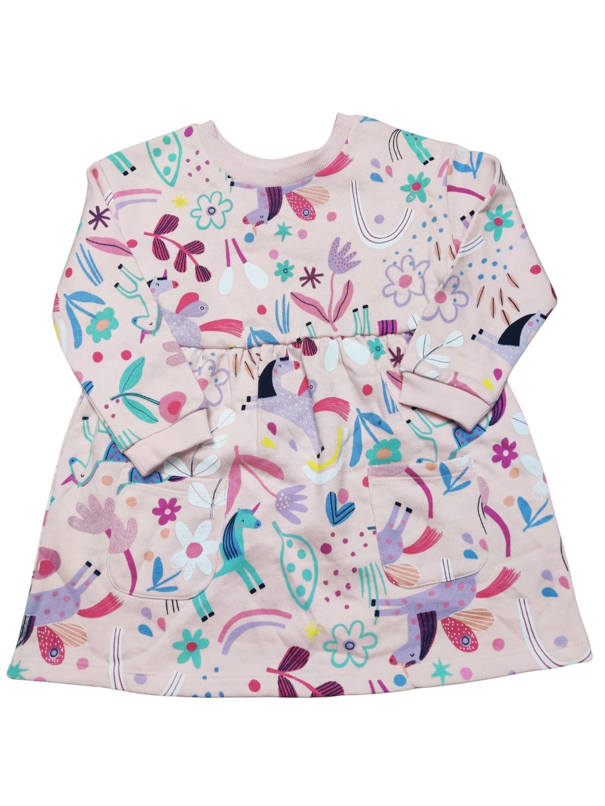 Jarní růžové mikinové šaty s obrázky pro holky outlet Nutmeg