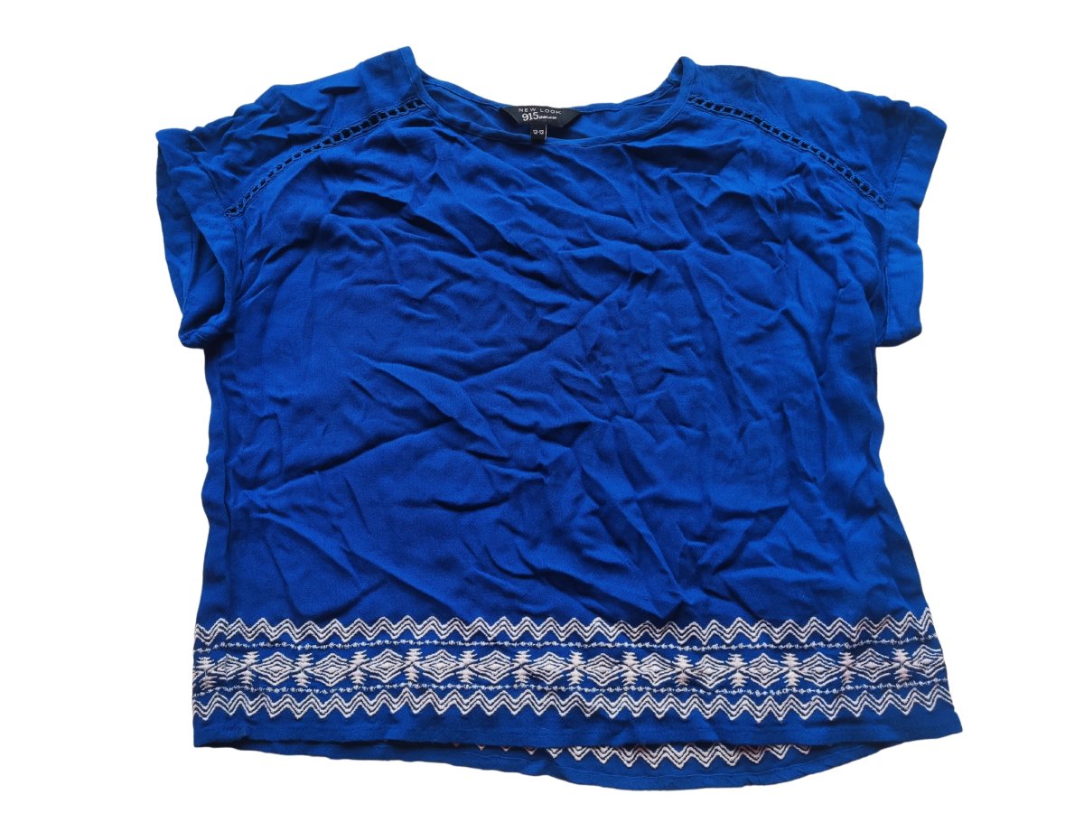 Letní triko krátké modré pro holky s bílým lemováním secondhand