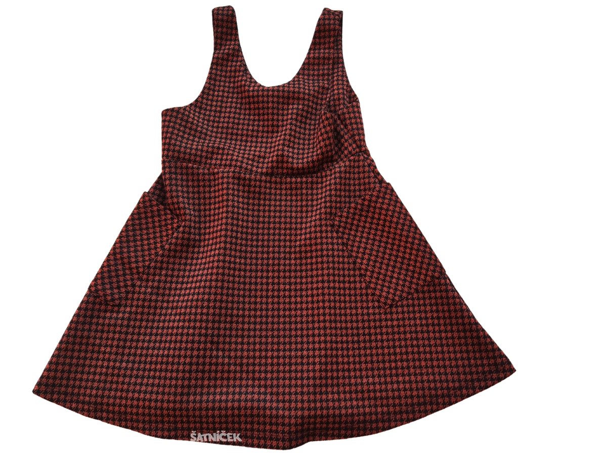 Kostičkované šaty červené secondhand Nutmeg