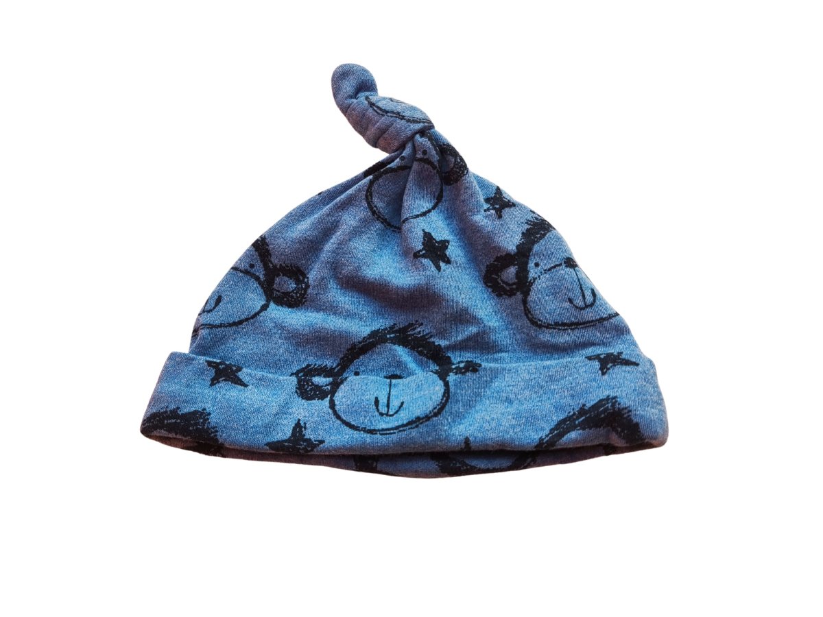 Jarní modrá čepička s opičkami pro kluky secondhand Next