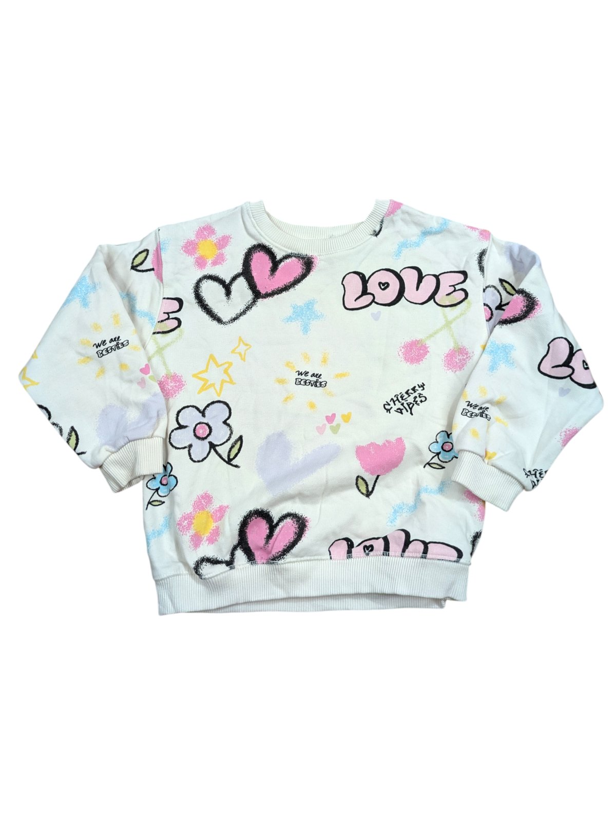 Bílá mikina s obrázky pro holky secondhand Zara