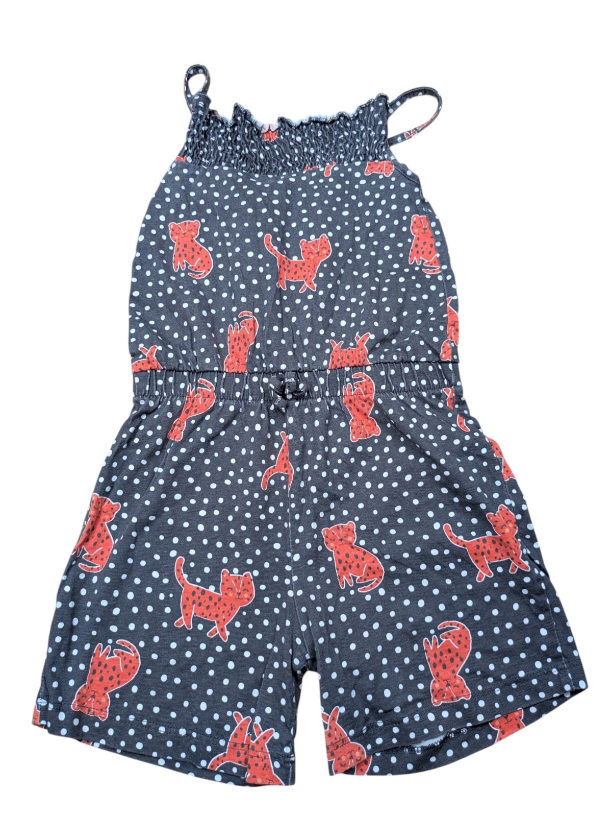 Krátký overal puntíkatý s tygry pro holky secondhand George