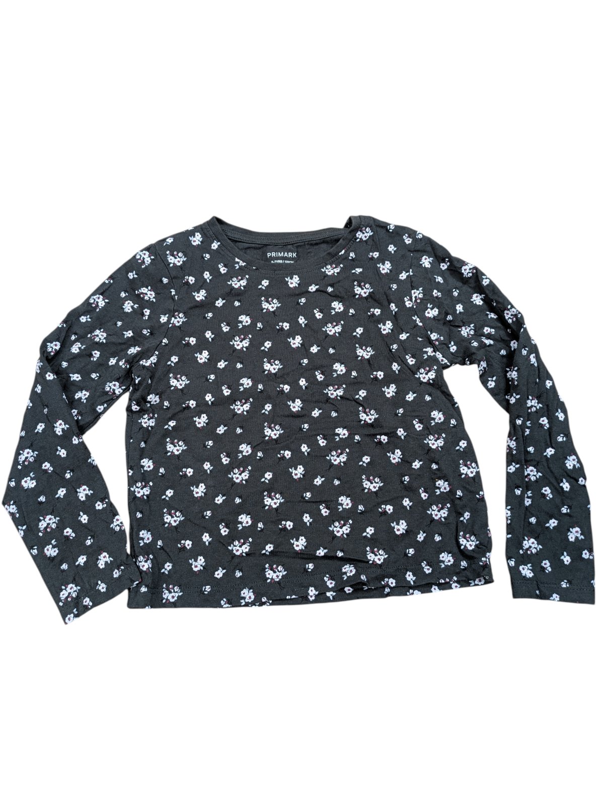 Tmavě šedé triko s dlouhým rukávem s květinami pro holky secondhand secondhand Rebel-primark