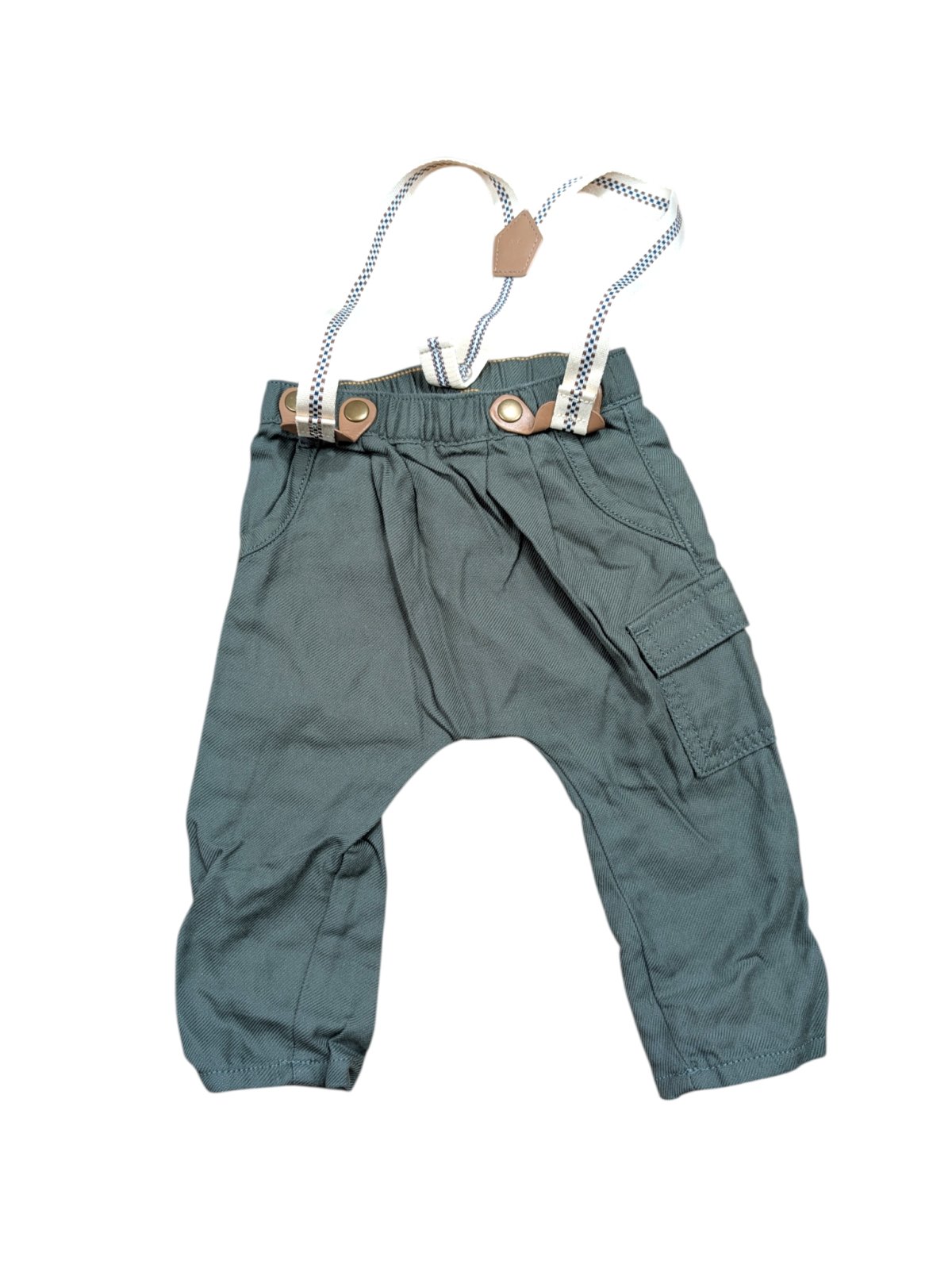 Tmavě zelené kalhoty se kšandami pro kluky secondhand  secondhand Nutmeg