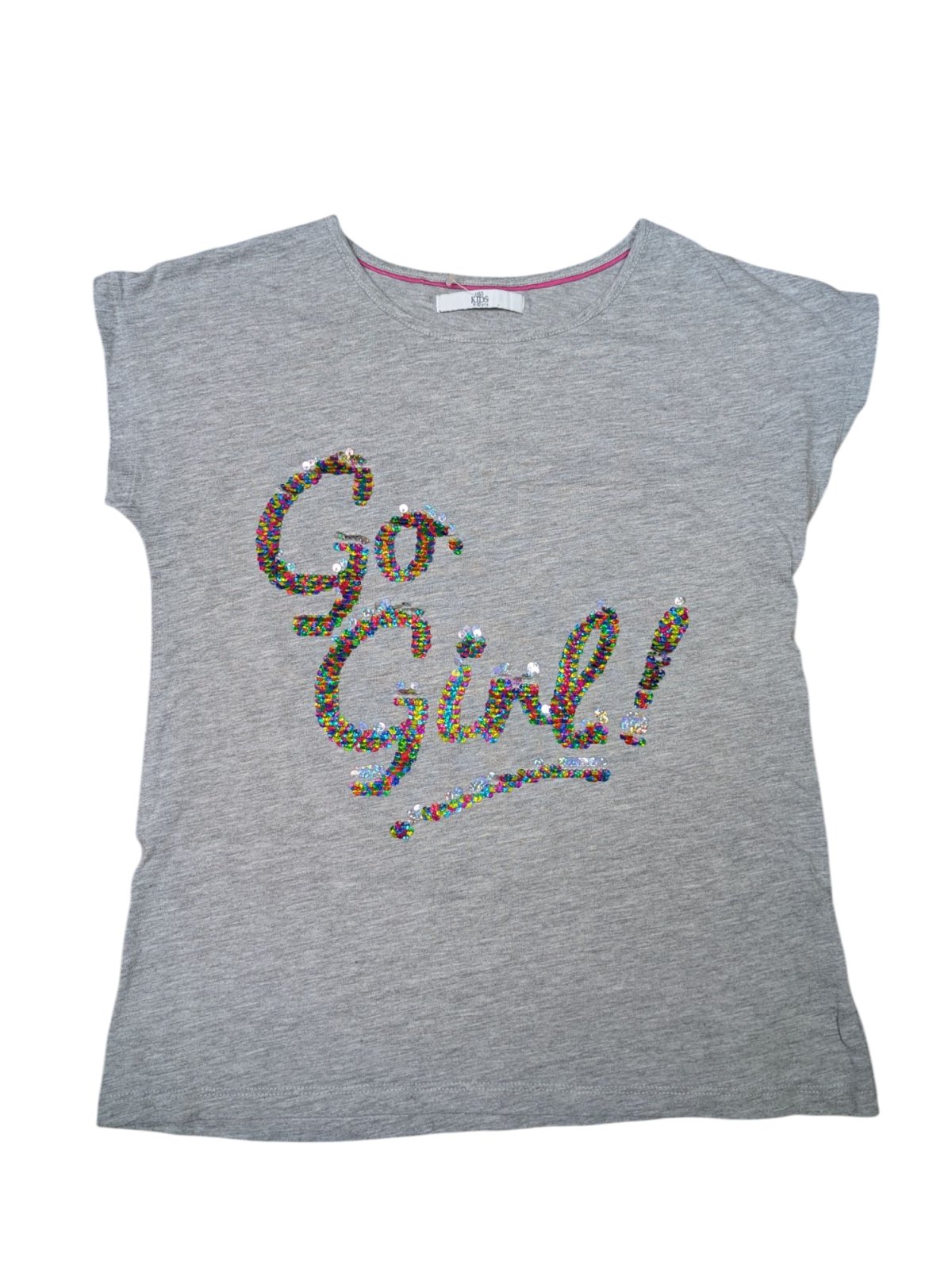 Šedé triko se třpytivým nápisem pro holky secondhand M&S