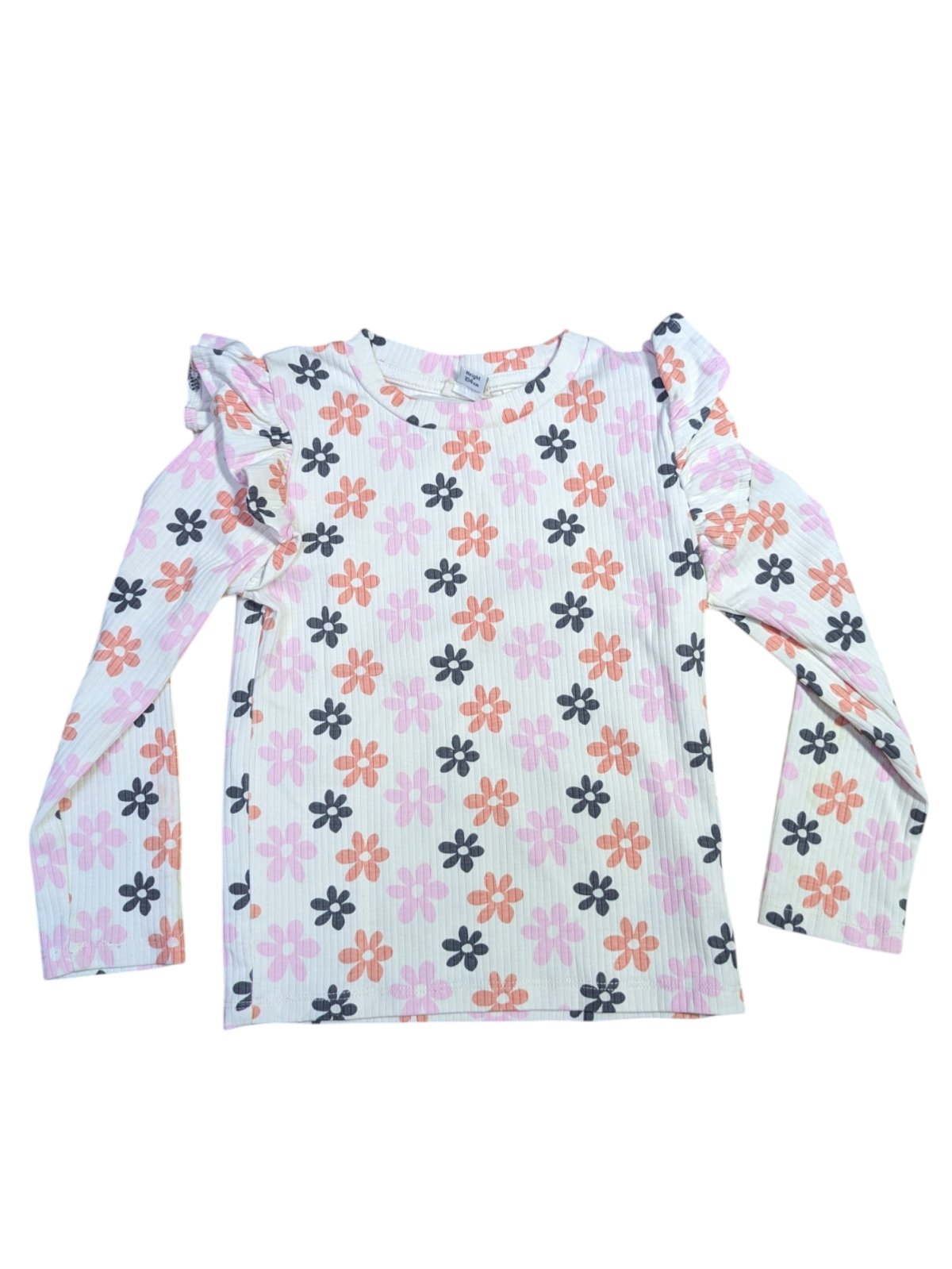 Bílé tričko s kytičkami a dlouhým rukávem pro holky secondhand River island