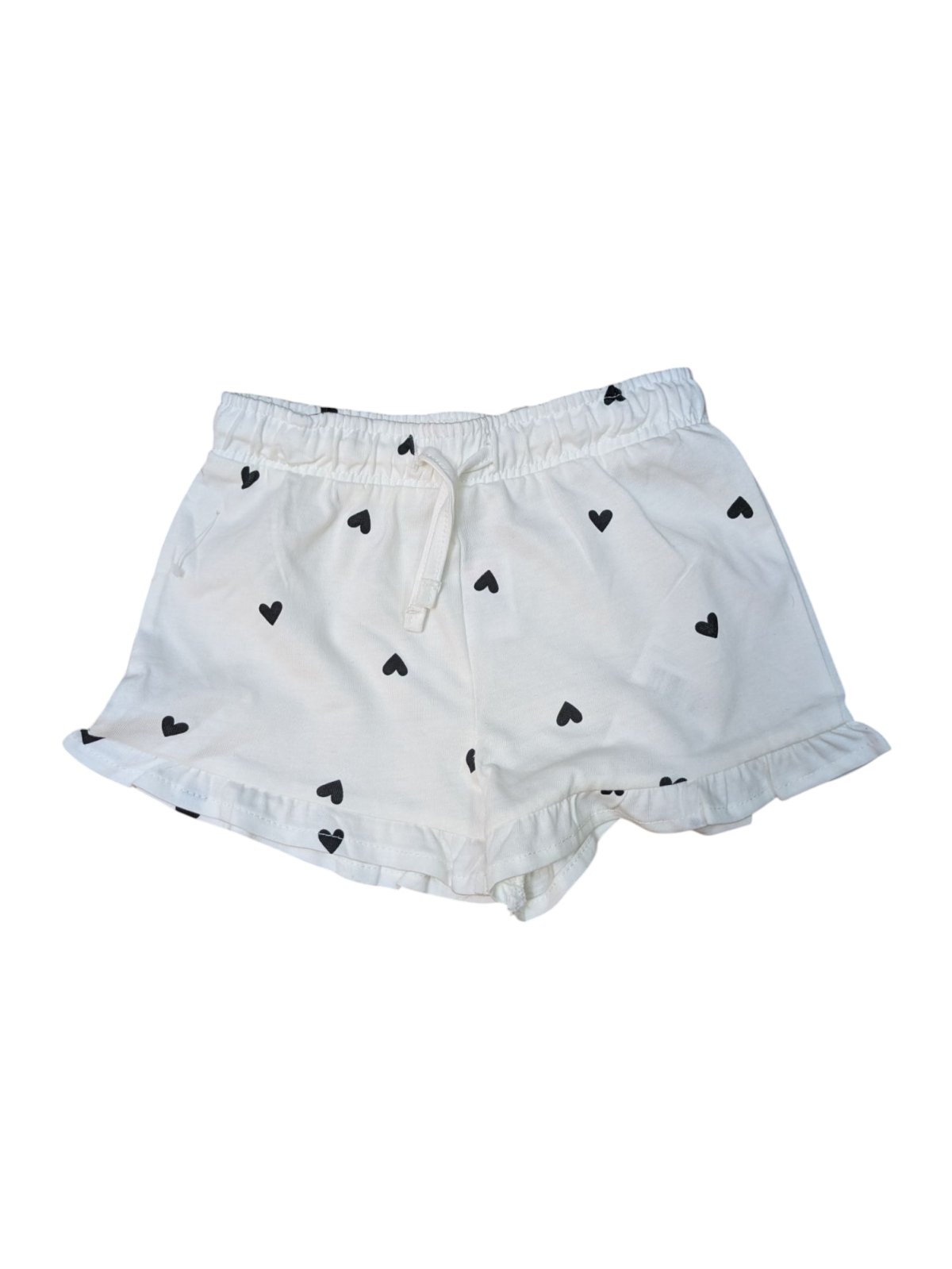 Bílé kraťasy s černými srdíčky outlet F&F