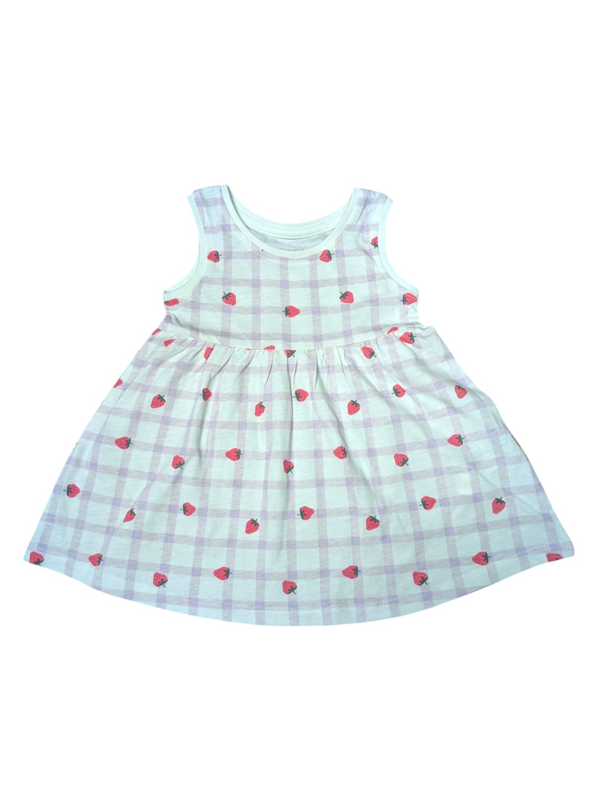 Bílo fialové šaty s obrázky jahod pro holky secondhand Primark