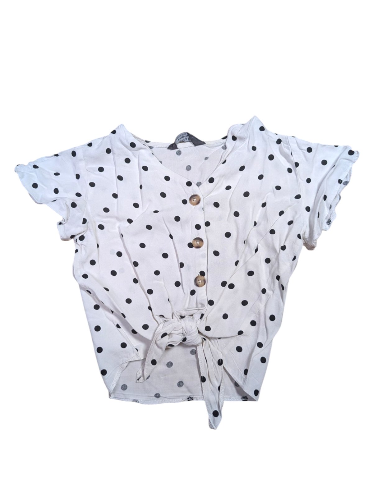 Bílý crop top s černými puntíky pro holky secondhand Primark