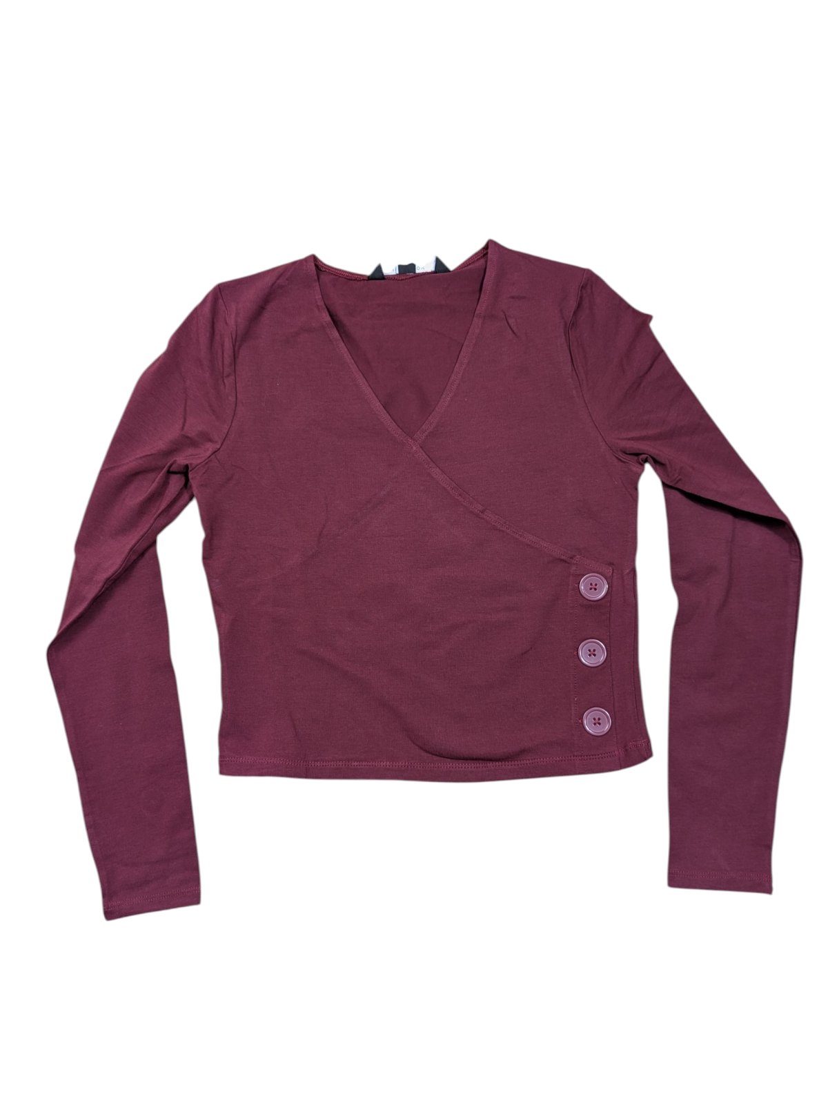 Vínové triko s dlouhým rukávem pro holky secondhand New Look