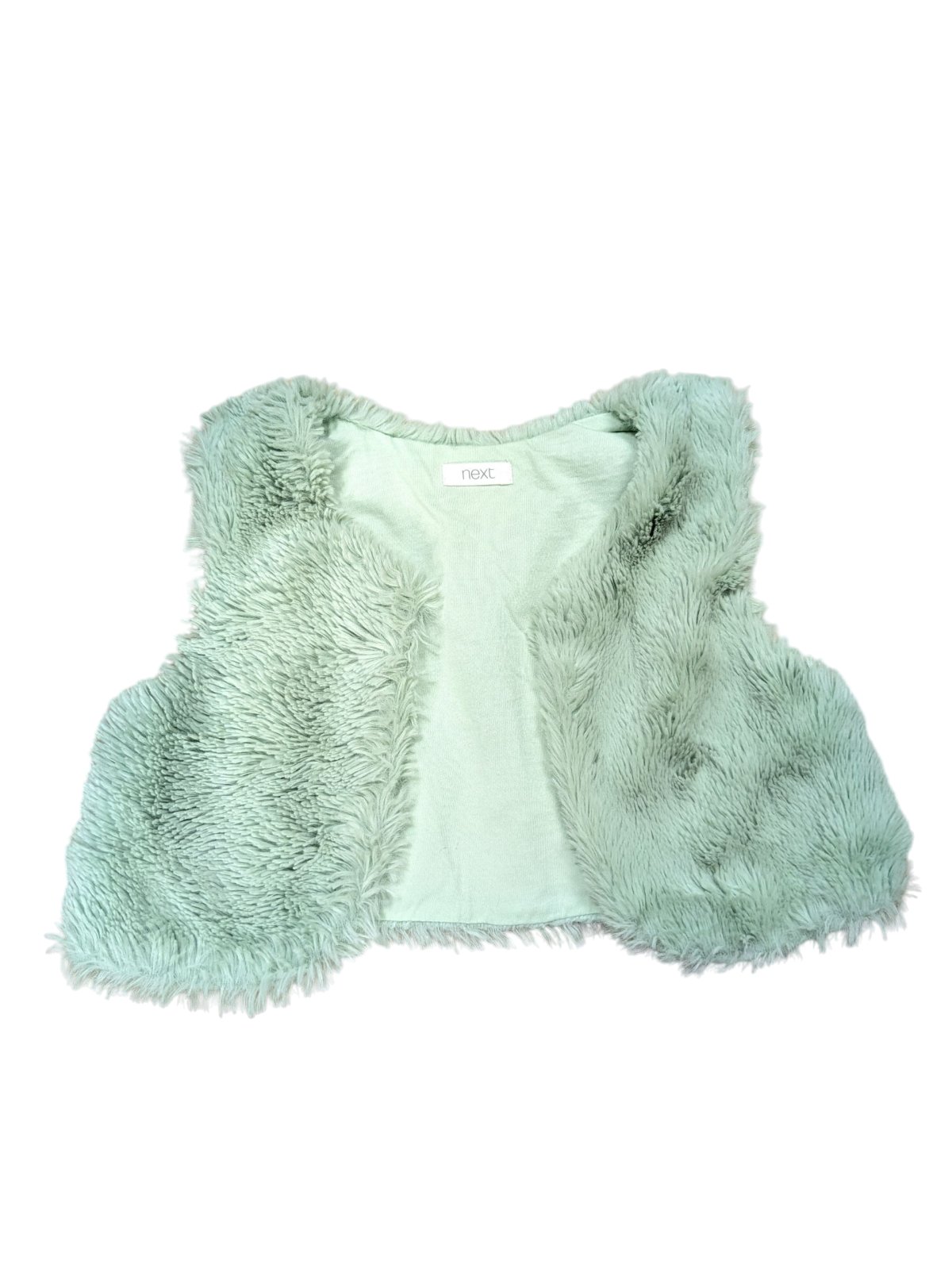 Zelená chlupatá vestička pro holky secondhand Next