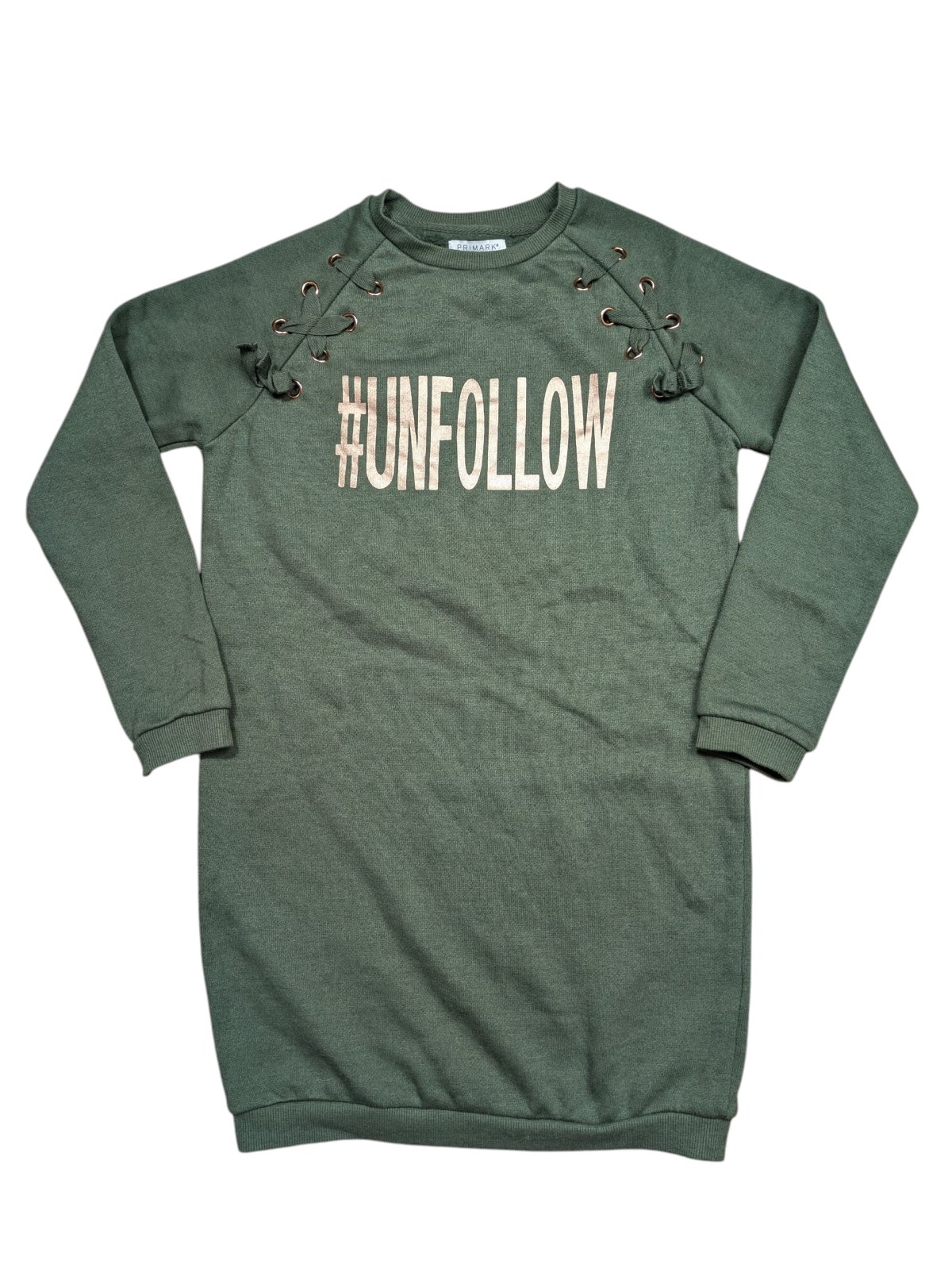 Tmavě zelené mikinové šaty pro holky secondhand Primark