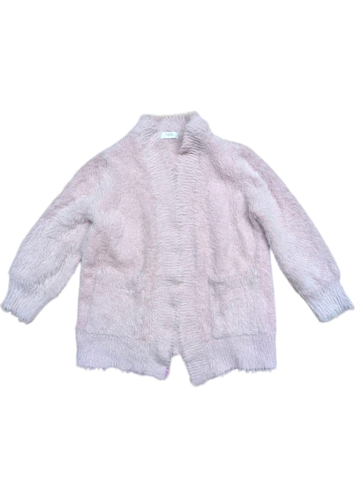 Růžový chlupatý svetr bez zapínání pro holky secondhand Next